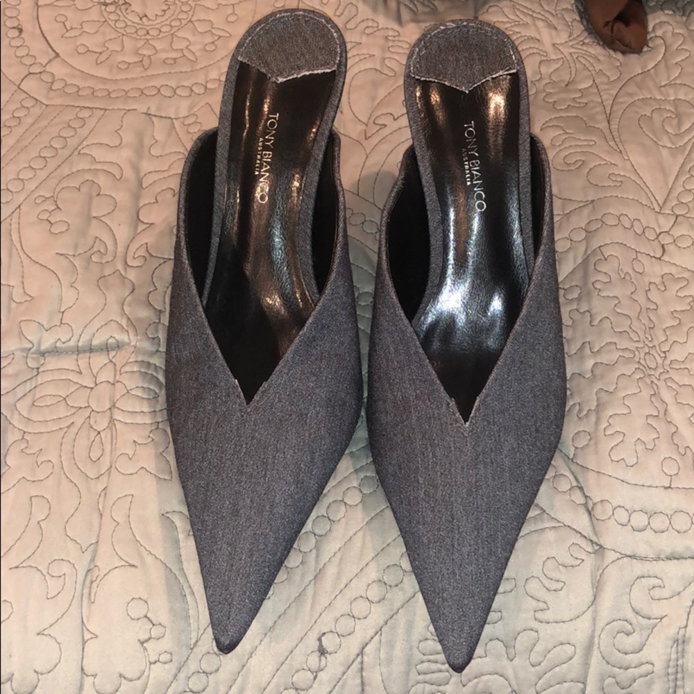 Tony Bianco Haven denim pointy mules